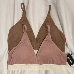 Steve Madden Set of 2 Seamless Triangle Bralettes - Size Large Brown & Pink